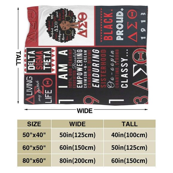 Delta Sigma Theta Blanket Soft Cozy Throw Blanket Flannel Blankets - Picture 5 of 5